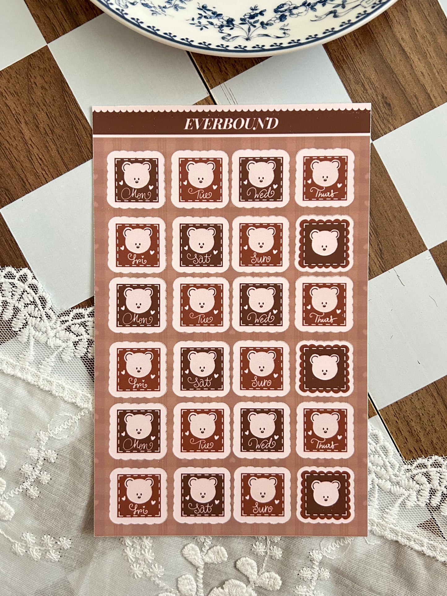 Days of the Week Teddy Bear Sticker Sheet